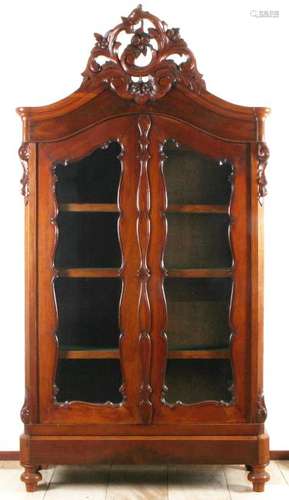 Dutch mahogany Louis Philippe crested display cabinet