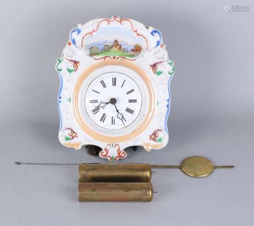 Antique German porcelain Schwarzwald wall clock with
