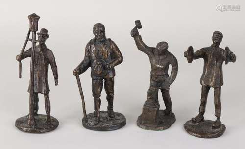 Four bronze figures. 20th century. Unsigned.