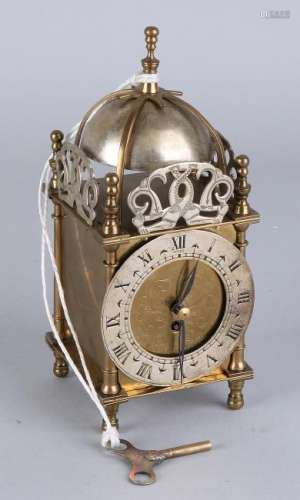 English Smiths brass table clock. Mechanical with key.