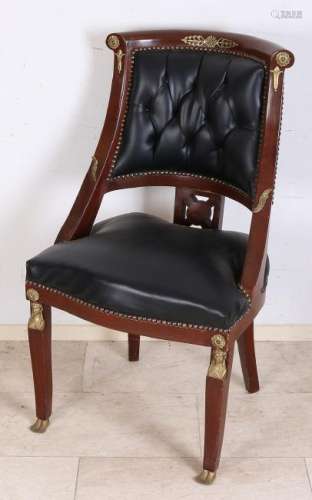 Old mahogany Empire-style office chair with bronze