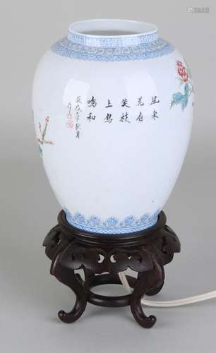 Old Chinese porcelain eggshell table lamp on