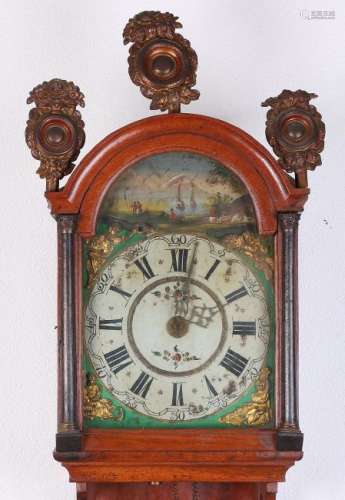 Early 19th century oak Frisian tail clock with alarm