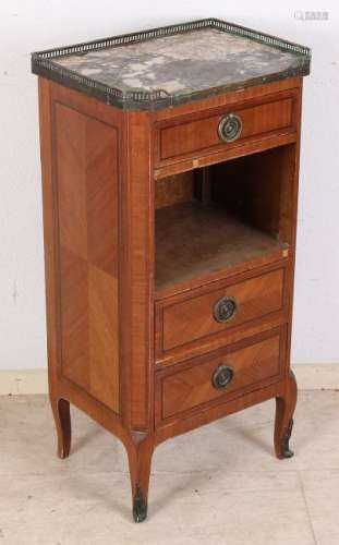 19th century French rosewood bedside table with three