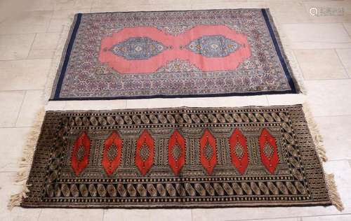 Two ancient silk Persian rugs / carpet. Earth tones /