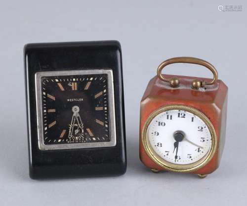 Two bells. Consisting of: Brass miniature travel alarm