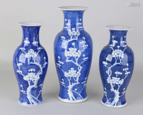 Three ancient Chinese porcelain vases. Powderblue /