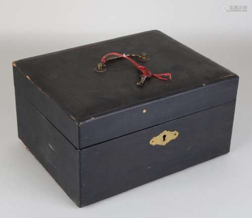Antique French pharmacist travel box with eighteen (18)