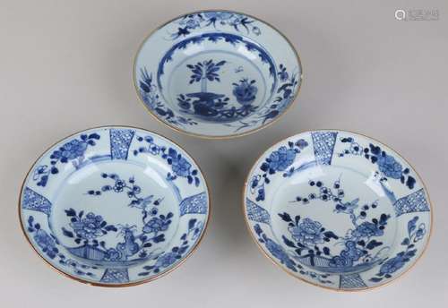 Three 18th century Chinese porcelain deep plates with