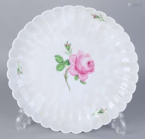 German Meissen porcelain dish. With handpainted pink