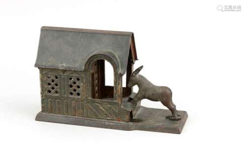 Antique American cast iron money box. Bumpy donkey.