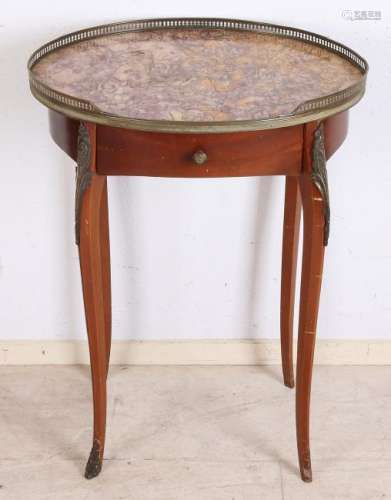 Antique French walnut side table with bronze fittings,