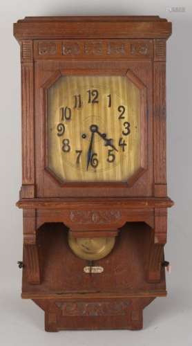 Antique oak Jugendstil free pendulum. Circa 1915.