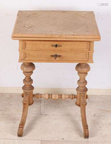 Antique German Gründerzeit natural oak work table with