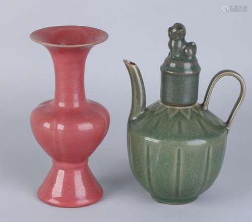 Twice old Chinese celadon porcelain. Consisting of: Red