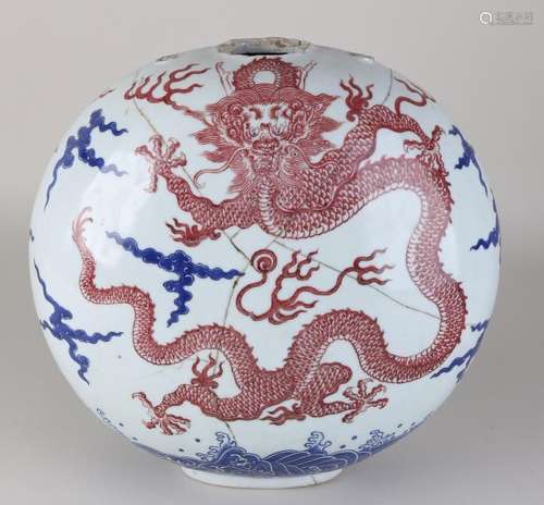 Separate antique Chinese porcelain vase with dragon +