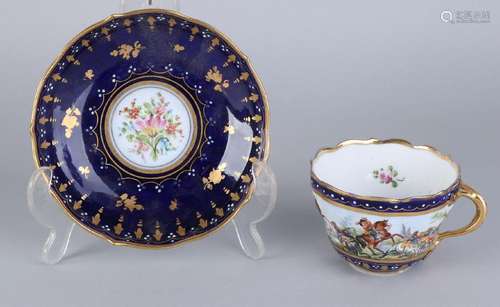 Antique German Meissen porcelain cup and saucer with