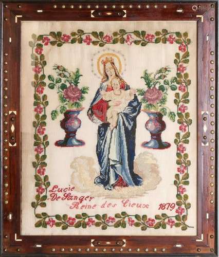 19th Century religious handicraft with separate frame