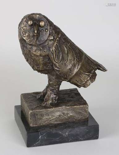 Bronze owl on black marble base. To Picasso. 21st