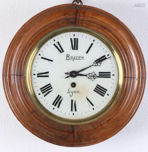Antique French mahogany school clock. Brazier Lyon.