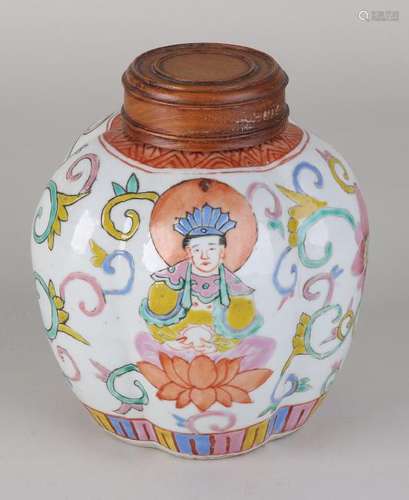 Antique Chinese porcelain ginger jar with Buddhist