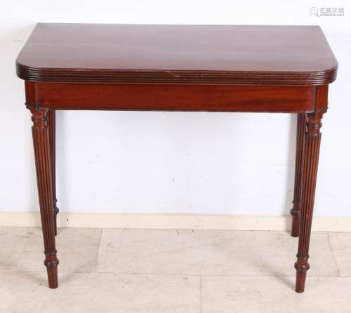19th century English mahogany game table with green
