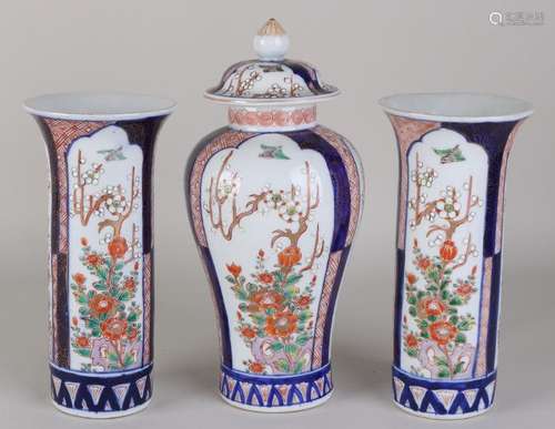 Three-part 18th century Chinese porcelain Imari cabinet