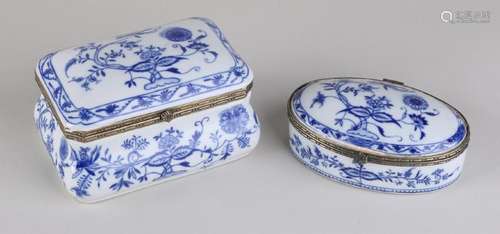 Two old / antique porcelain lid boxes with