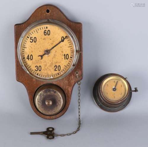 Two antique billiard clocks. Both with bell. One marked