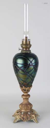 Antique Jugendstil glass table lamp. Circa 1910.