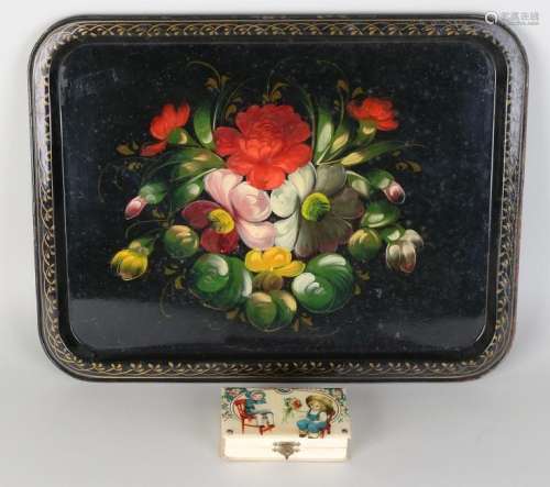 Signed antique Russian handpainted presentation tablet