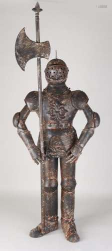 Miniature metal armor with halberd. 21st century.
