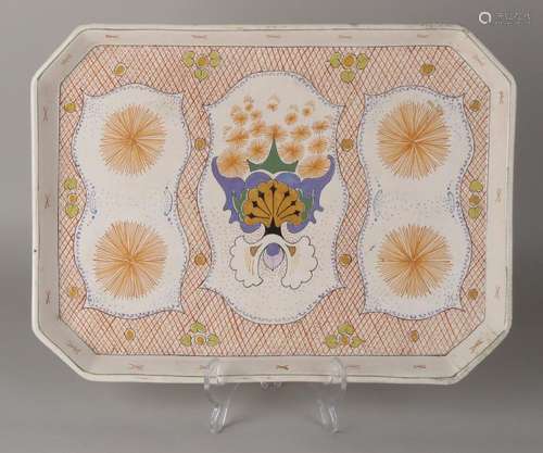 Antique Gouda plate tray. Decor Héne. Painter PN Nr.