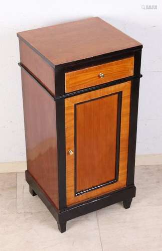 Antique cherry wood with mahogany bedside table. Circa