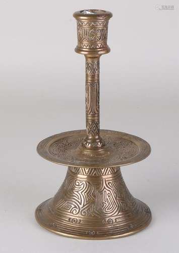 19th century bronze skirt candlestick. Dimensions: 22 x