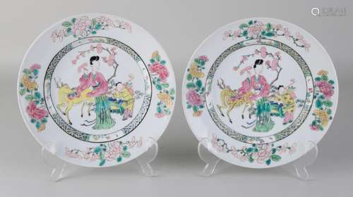 Two 19th century Chinese porcelain Family Rose plates