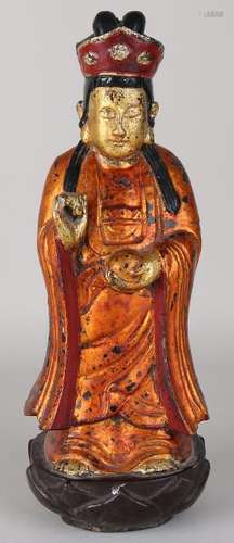 Old / antique Chinese woodcarved figure of a dignity on