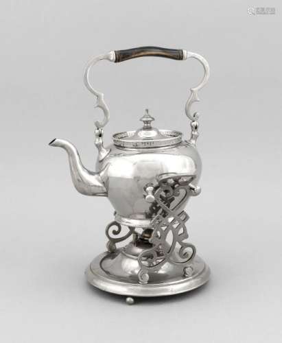Antique nickel-plated bouilloir with stove. Circa 1900.