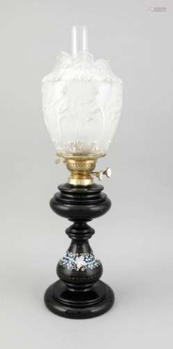 Antique painted glass table lamp with Jugendstil floral