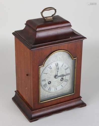 Antique French walnut table clock with escapement