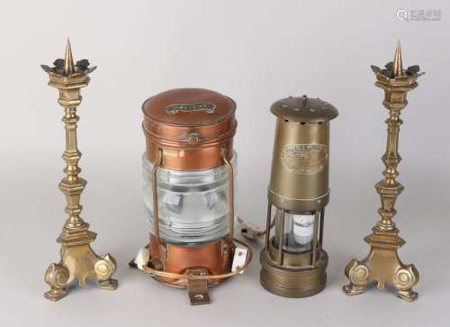 Four old / antique candlesticks / lamps. Consisting of: