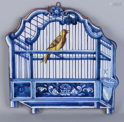 Old / antique Makkum polychrome Fayence bird cage.