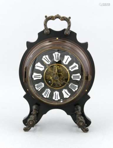 19th century French walnut with brass table clock with