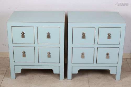 Two modern wooden lavender chest of drawers. 21st