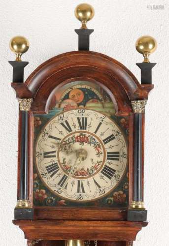 Old Dutch Frisian notary clock with alarm clock and