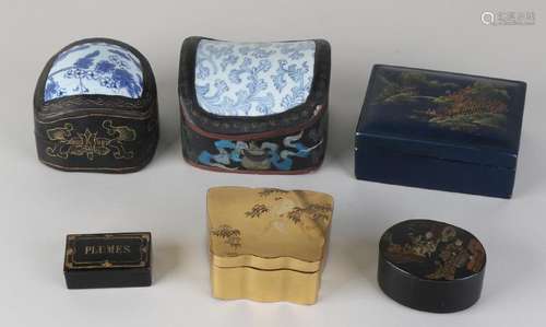 Six various Japanese lacquerware boxes. 20th century.