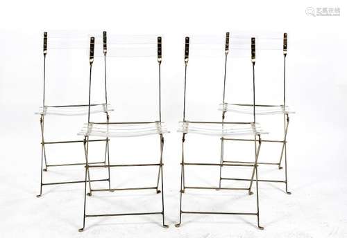 Four metals with PVC design (garden) folding chairs.