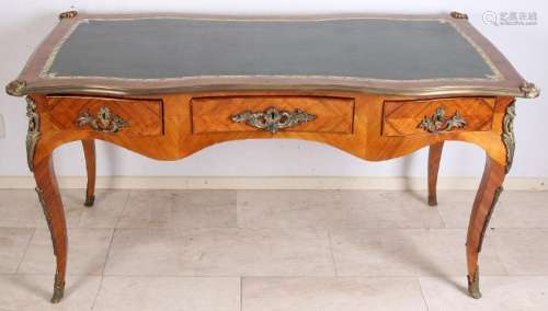 French rosewood desk with bronze fittings and green