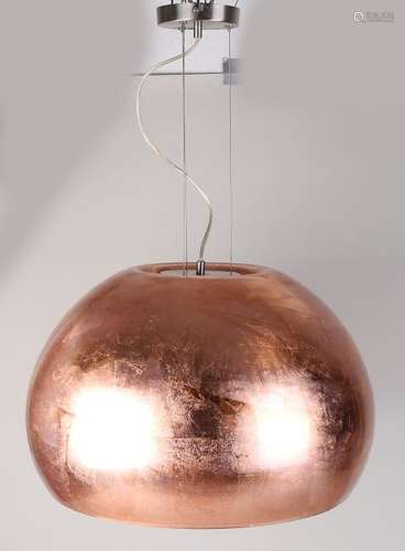 Large gold-plated glass design lamp. Second half of the