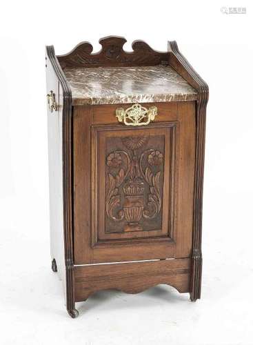 Antique walnut Jugendstil coal box with brass fittings